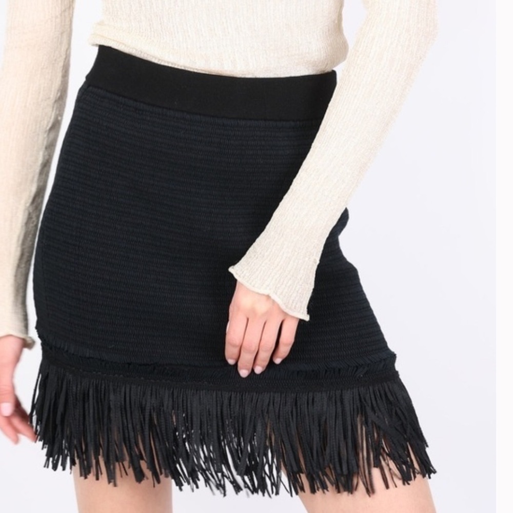 Club Monaco Fredrikah Fringe Black Skirt